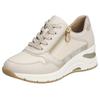 Sneaker RIEKER, Damen, Gr. 36, beige (hellbeige), Leder, Lederimitat, casual, Schuhe, mit seitlichem Reißverschluss,Freizeitschuh,Schnürschuh, schmale Form