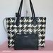 Kate Spade Bags | Kate Spade Bleecker Painterly Houndstooth Printed Tote Bag- Black Multi | Color: Black/Cream | Size: 13.75” W X 11.5” H X 5.25” D