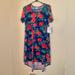 Lularoe Dresses | Lularoe Women's Carly Floral Multicolor Hi-Low Swing Dress Size S Hibiscus Nwt | Color: Blue/Red | Size: S