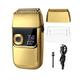 Electric Razor for Men, Electric Foil Shavers for Men All Metal 2 in 1 Foil Trimmer LED Waterproof Shaving Machine 3-Speed Adjustable (Color : Gold)