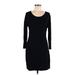 Ann Taylor LOFT Outlet Casual Dress - Sheath Scoop Neck 3/4 sleeves: Black Solid Dresses - Women's Size Medium