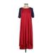 Lularoe Casual Dress - Shift Crew Neck Short sleeves: Red Color Block Dresses - Women's Size Small