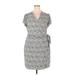 Nine West Casual Dress - Mini V Neck Short sleeves: Gray Floral Dresses - Women's Size 2X-Large