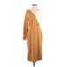 Colleen Lopez Casual Dress - Midi V-Neck Long sleeves: Tan Print Dresses - Women's Size Small