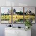 Red Barrel Studio® Monet Framed On Canvas 3 Pieces Print Metal in Black/Gray/Yellow | 40 H x 78 W x 2 D in | Wayfair