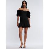 Women's Harlowe Off-The-Shoulder Mini Dress in Black / 4 | BCBGMAXAZRIA