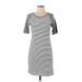 Gap Casual Dress - Sheath Scoop Neck Short sleeves: Gray Stripes Dresses - Women's Size X-Small