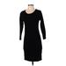 James Perse Casual Dress - Bodycon Scoop Neck 3/4 sleeves: Black Print Dresses - Women's Size Small