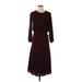 Wilfred Casual Dress - Midi Crew Neck 3/4 sleeves: Burgundy Print Dresses - Women's Size Small