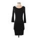 Forever 21 Casual Dress - Bodycon Scoop Neck 3/4 sleeves: Black Solid Dresses - Women's Size Medium