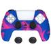 PlayVital Raging Warrior Edition Controller Protective Case Cover for ps5 Anti-Slip Rubber Protector for ps5 Controller Soft Silicone Skin for ps5 Controller with Thumb Grips - Pink & Purple & Blue