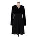 Donna Ricco Casual Dress - A-Line V Neck Long sleeves: Black Print Dresses - Women's Size 10