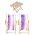 Hemoton 3 Pcs Dollhouse Miniature Beach Chairs Mini Lounge Chair Foldable Table Ornament