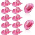 6pcs Glitter Cowboy Hats Tiny Artificial Leather Cowboy Hat Miniature Hats