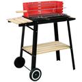 IVV Charcoal Grill with Wheels 2 Layer Racks Barbecue Grill for Outdoor Camping Backyard Party BBQ Cooking Premium Material & Enamel Coated (Black and Red)