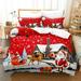 3 Piece Comforter Cover Set Merry Christmas Santa Cluas Tree Snowflakes Soft Bedding Set for Kids Teens Children Adults (1 Duvet Cover and 2 Pillowcases)