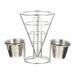 1 Set of French Fry Stand Cone Basket Stainless Steel Food Holder with Sauce Dippers