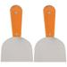 2pcs Wood Handle Steak Shovel Stainless Steel BBQ Shovel Flat Base Multi-purpose Shovel Portable Baking Tool Household Shovel fo