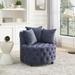 Velvet Upholstered Swivel Barrel Chair with Button Tufted and 3 Pillows, Accent Arm Chair, Single Sofa for Living Room