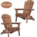 Adirondack Chair Legahome 2 Pcs Outdoor Folding Adirondack Chair Outdoor Wooden Adirondack Chair Set of 2 Weather Resistant Patio Furniture Chair Set for Deck Garden Backyard Brown