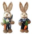 Best Sale! MIARHB 2PCS Easter Bunny Rabbit Garden Statue Handmade Bunny Decor Easter Rabbit Decktop Ornament Bunny Tabletop Decoration Standing Bunny Statue Rabbit Doll Household Rushes 2PCS: C1