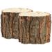 2pcs Wood Tree Stump Flower Pot Farmhouse Planters Flower Buckets Wooden Barrel Planters