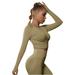 REORIAFEE Workout Tops for Women Long Sleeve Crew Neck Yoga Athletic Shirts Control Workout Gym with Thumb Hole Cool Dry Fitted Stretchy Tee Shirts 2024 Clothing Trendy Beige S