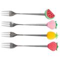 4 Pcs Stainless Steel Fruit Fork Three Prong Toothpicks Snacks Forks Stainless Steel Fruit Picks