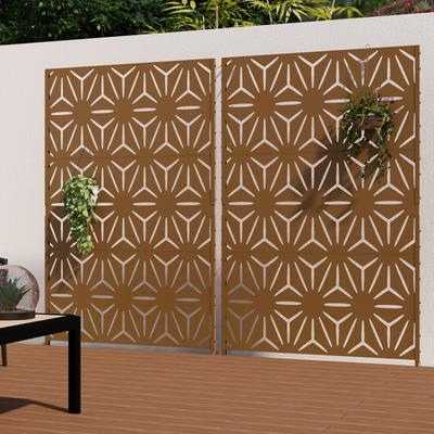 Black Metal Free Standing Outdoor Privacy Screen for Patio Garden