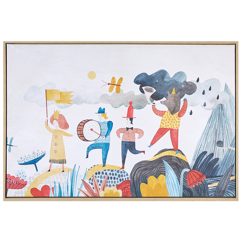 Leinwandbild Mehrfarbig Stoff Canvas MDF-Platte 93x63 cm Rechteckig mit Schattenfugenrahmen Tiermotiv Festzugsmotiv Modern Schlafzimmer Kinder