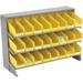 3 Shelf Bench Pick Rack with 24 Yellow Plastic Shelf Bins 4 Inch Wide - 33 x 12 x 21 in. - Gray