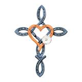 Trayknick Cross Pendant for Home Decor Heart-shaped Cross Pendant Vintage Heart Flower Pattern Metal Horseshoe Cross Pendant for Outdoor Home Decoration