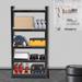 5-Tier Floor Standing Storage Shelves Metal Steel Utility Shelves with Wheels Metal Rack Shelving Unit Heavy Duty No Assembly Organizer Utility Shelf for Garage Kitchen Basement Black