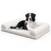 Costway Orthopedic Dog Bed Medium Small Dogs with 3-Side Bolster Non-Slip Bottom Zippers Beige