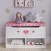 HBBOOMLIFE Toy Box \u2013 Pink & White with Cushion Bench Seat Toy Chest And Cubby Space For Shoes And Books Organizers