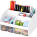 Office Desk Organizer with Drawers for Desktop Makeup Organizer with Drawers Desk Top Accessories Stationary Organizer Desk Caddy Pen/Pencil/Business Card/Paperclip Holder Storage Box (White)