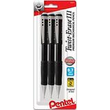 Mechanical Pencil Pentel Twist Erase .7 MM Twist-Erase III Automatic 3 Pack Black Barrels Best Professional Pencils for School Office & Home for Women & Men (QE517BP3)