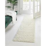 Rugs.com Comfort Solid Shag Collection Rug â€“ 16 Ft Runner Snow White Shag Rug Perfect For Hallways Entryways