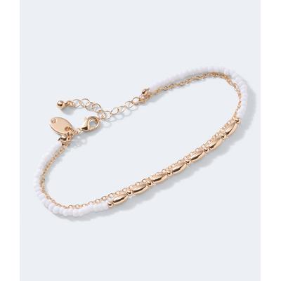 Aeropostale Womens' Beaded Double-Strand Anklet - Gold - Size ONE SIZE - Metal