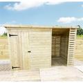 12 x 3 Pressure Treated Pent Shed With Storage Area
