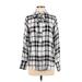 Banana Republic Long Sleeve Button Down Shirt: Silver Checkered/Gingham Tops - Women's Size Small