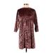 Zara W&B Collection Casual Dress - Shift High Neck 3/4 sleeves: Burgundy Dresses - Women's Size Small