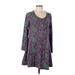 Mexicali Blues Casual Dress - Mini Scoop Neck Long sleeves: Purple Print Dresses - Women's Size Large