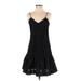 J.Crew Casual Dress - A-Line Plunge Sleeveless: Black Print Dresses - Women's Size 4