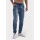 Jogger Pants JOHN DEVIN "Jogg Pants", Herren, Gr. L (52/54), N-Gr, blau (blau, denim), Jeans, Obermaterial: 65% Baumwolle, 33% Polyester, 2% Elasthan, unifarben, casual, bequem lang, Hosen Schlupfjeans, Joggpants mit elastischem Bund aus weicher...