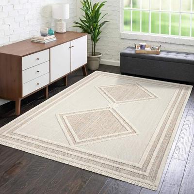 Teppich CARPET CITY "LINDO 8853", orange (terra), B:160cm H:11mm L:230cm, Obermaterial: 100% Polyester, Teppiche, Fransenteppich, Kurzflor, Hochtief-Muster/ 3D-Effekt, Fransen, Boho-Stil, Wohnzimmer Image