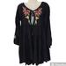 Free People Dresses | Free People Spell On You Floral Embroidered Mini Bohemian Tunic Dress Women Sp | Color: Black | Size: Sp