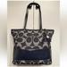 Coach Bags | Coach Signature Stripe Denim Medium Tote Shoulder Handbag W/Zipper | Color: Blue | Size: Medium