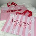 Victoria's Secret Bags | (2) Victoria’s Secret Pink Snowflake Logo Gift Bags, Shopping Bags | Color: Pink/Red | Size: Os