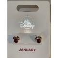 Disney Jewelry | Disney Parks Minnie Mouse Swarovski Birthstone Earrings Gold Color January New | Color: Gold | Size: Os